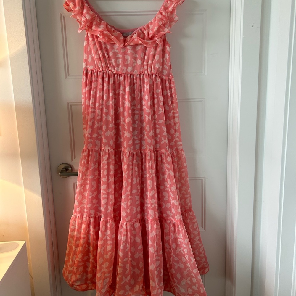 NORDSTROM - Beautiful Chelsea 28 Pink Ruffle Midi Dress – Medium